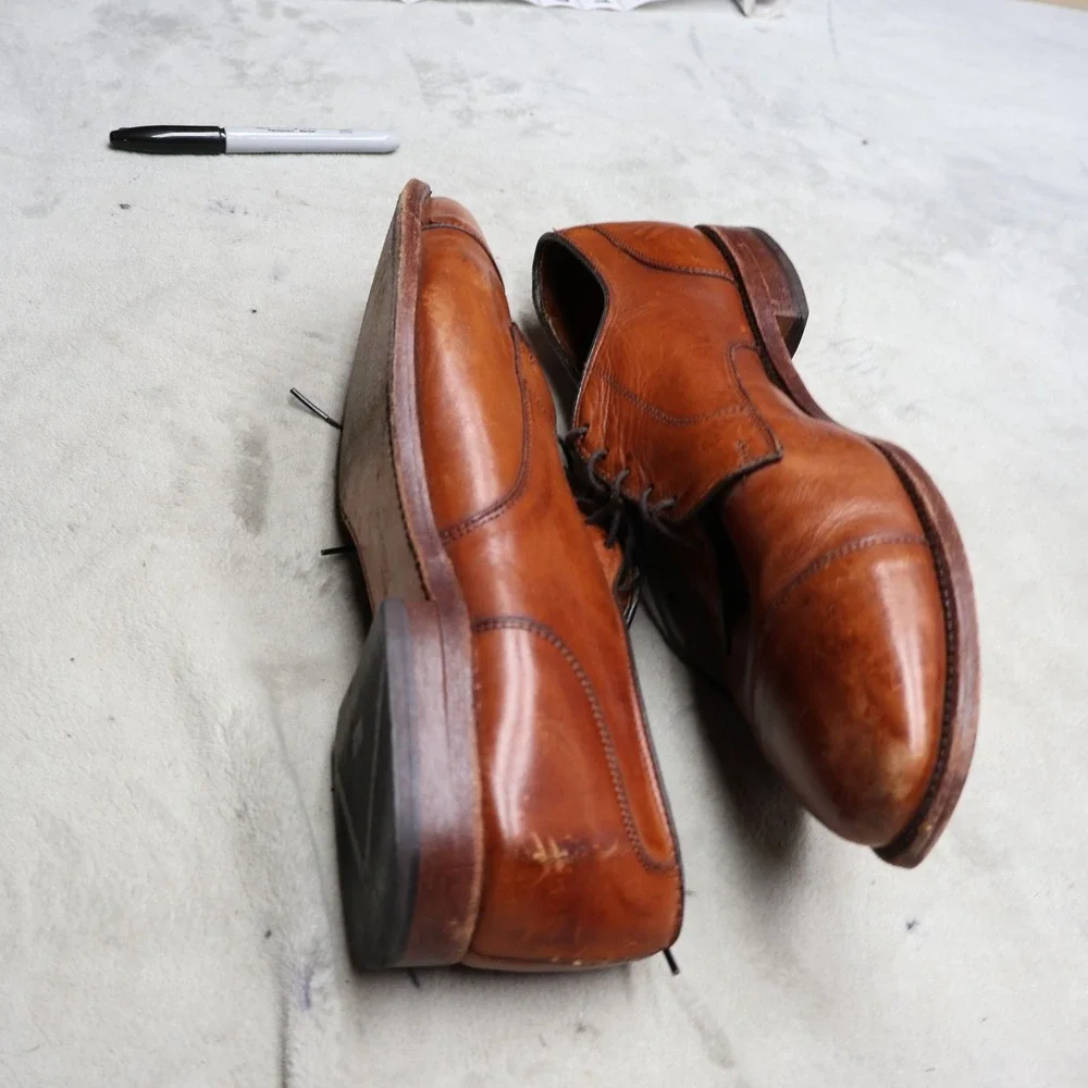 Allen Edmonds Men 12D Dress Shoes Brown Leather Cap Toe Oxford Classic 6558 VTG